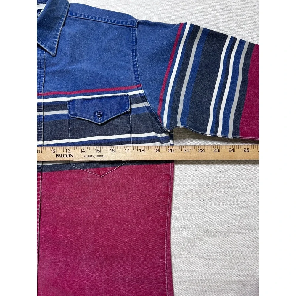 Vintage Wrangler X-Long Tails Denim Shirt Men's 15-33 Blue Button Up Western USA